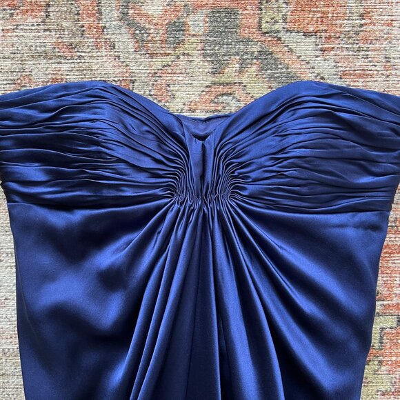 Laundry by Shelli Segal Navy Silk Strapless Gown - Picture 10 of 12